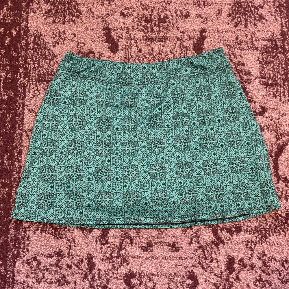 Tranquility by Colorado Clothing Patterned Teal Mini Skirt Skort X-Large XL Gym
